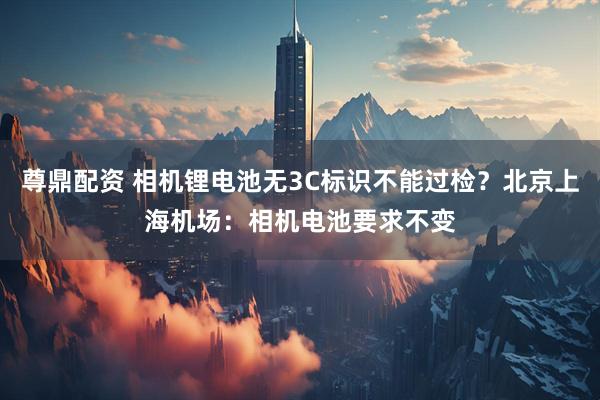 尊鼎配资 相机锂电池无3C标识不能过检？北京上海机场：相机电池要求不变