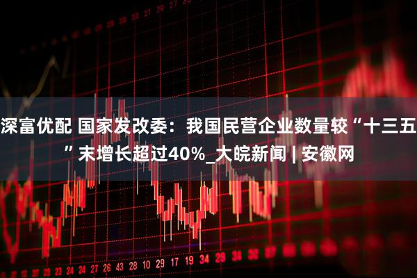 深富优配 国家发改委：我国民营企业数量较“十三五”末增长超过40%_大皖新闻 | 安徽网